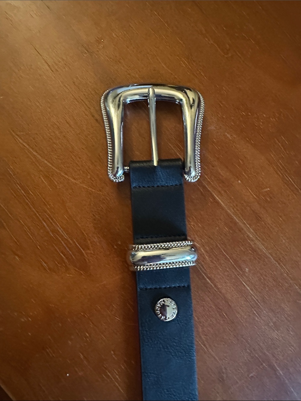 Black Leather Belt with Silver Buckle